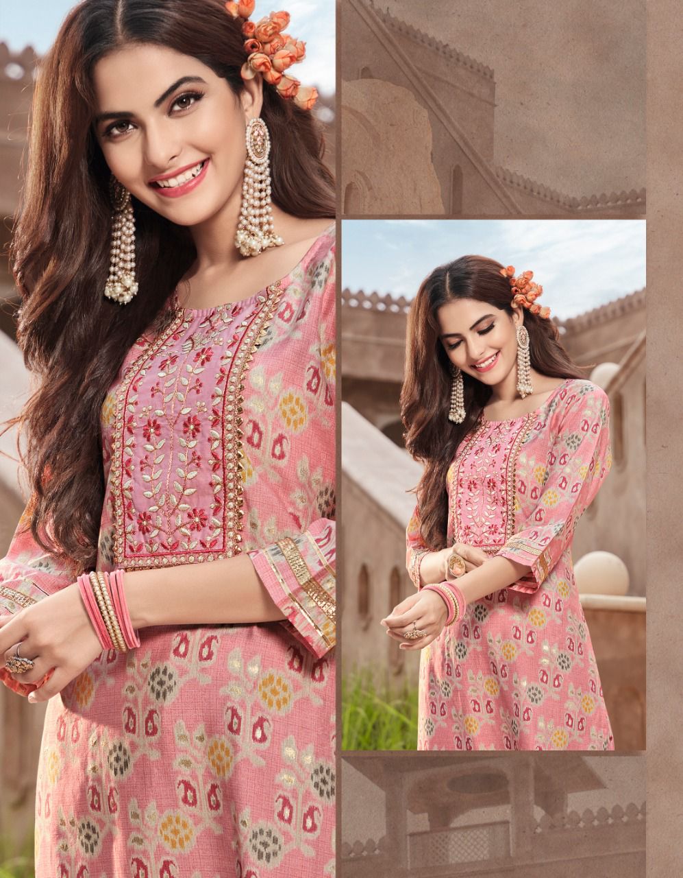Goldy 1 Fancy Latest Designer Ethnic Wear Foil Print Kurti With Bottom Collection